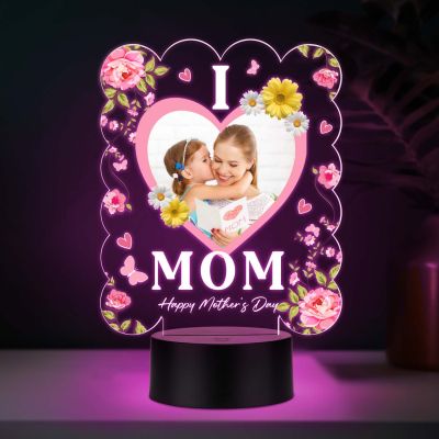 Personalized I Love Mom UV Print Photo Multicolor LED Night Lamp Mothers Day Gift Light